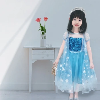 

New Elsa Dress Girls Summer Dress for Girl Princess Anna Elsa Frozen 2 Cosplay Costume Dresses For Girl Princess Vestidos Menina