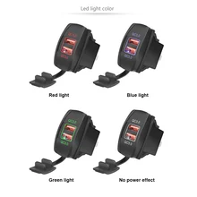 12-24V QC3.0 Dual USB Car Charger Waterproof Fast Charging Socket for Truck Motorcycle Marine Boat Bus Green Light car styling