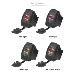 Chargeur de voiture étanche double USB QC3.0 12 24V, prise de charge rapide pour camion, moto, bateau, Bus, feu vert, style de voiture 