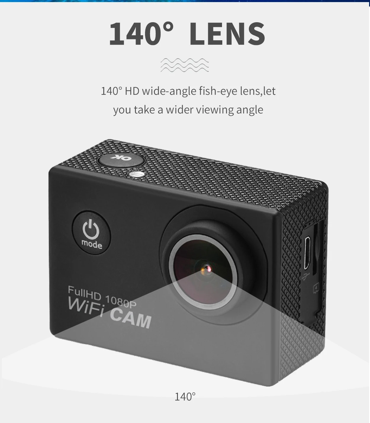 Экшн-камера Ultra HD 1080P WiFi 2," Спортивная экшн-видеокамера s 140D подводная 30 м Водонепроницаемая камера Go pro