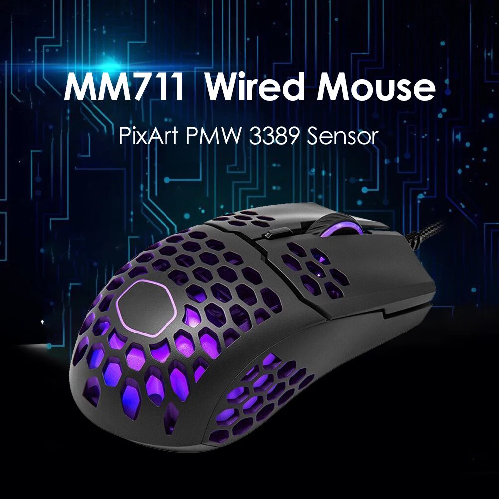 Laptop Desktop Professional Computer Mouse MM711 RGB Gaming Mouse USB Wired 16000DPI Adjustable Computer Mice