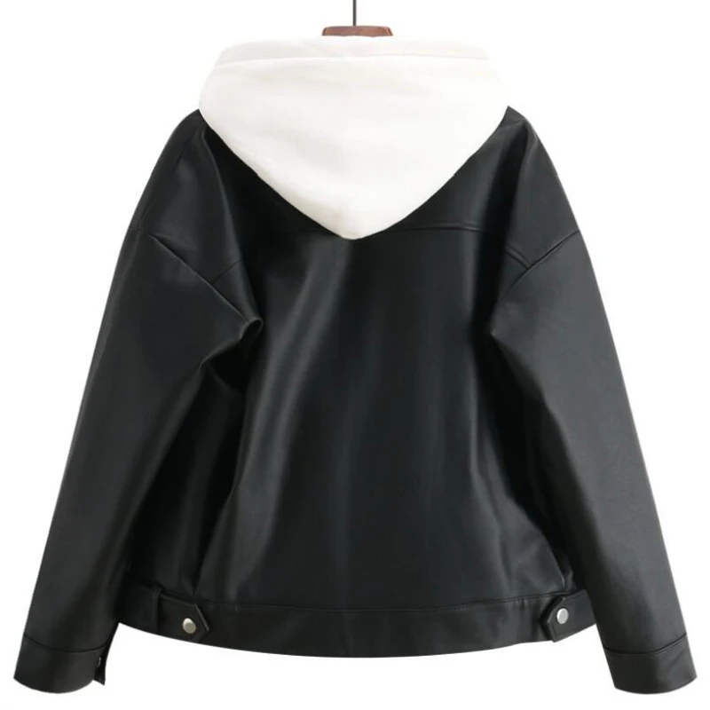 Женский корейский стиль, Женская Осенняя кожаная куртка большого размера, верхняя одежда, женское черное пальто Casaco Feminino