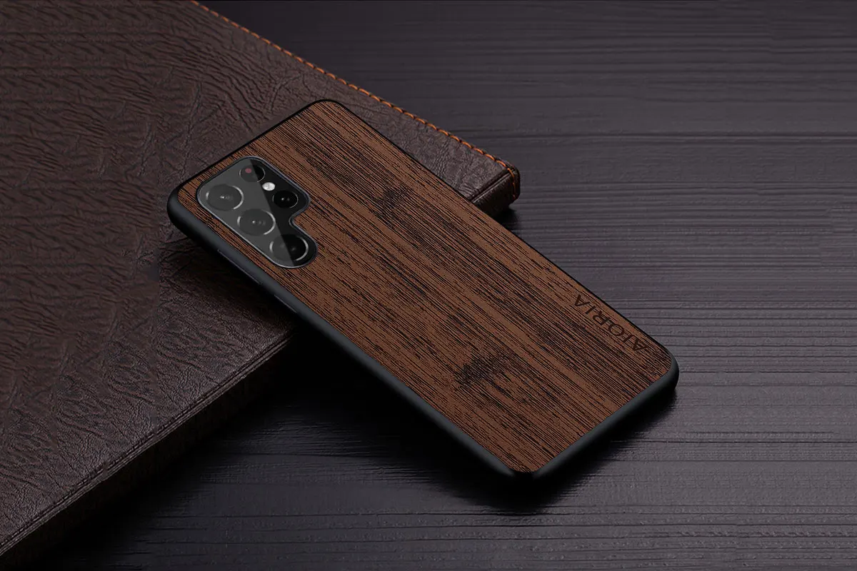 Case for Samsung Galaxy S22 Ultra Plus 5G funda bamboo wood pattern Leather cover Luxury coque for galaxy s22 ultra case capa cell phone lanyard pouch