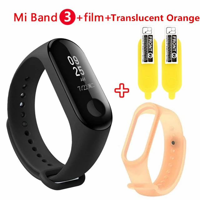 Origina Xiaomi mi Band 3 Смарт-Браслет фитнес-браслет mi Band 3 сенсорный экран частота сердечных сокращений смарт-браслет для Android IOS - Цвет: Translucent Orange