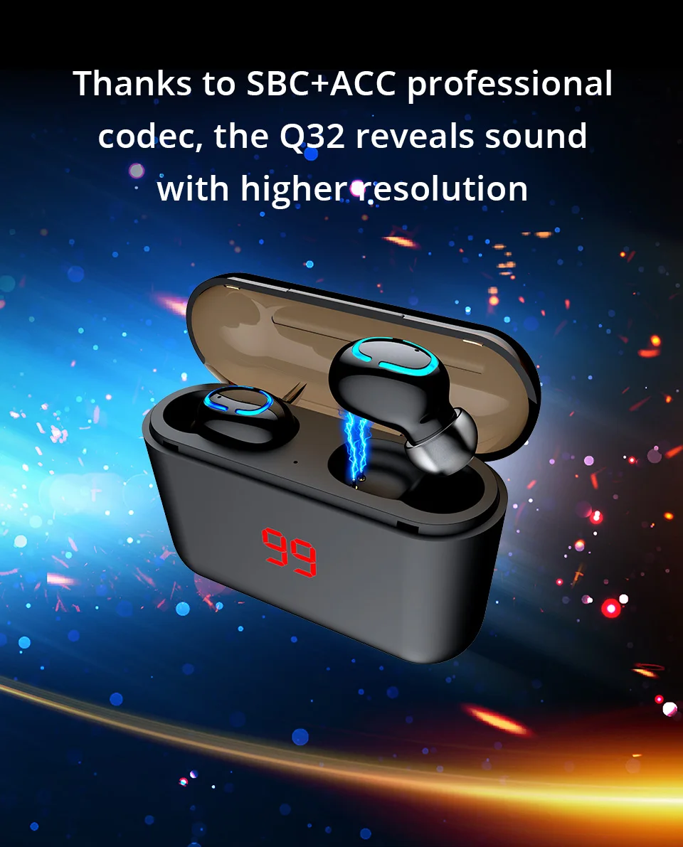 HBQ Q32 TWS Bluetooth 5 0 наушники беспроводные свободные руки спортивные Игровые с