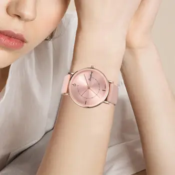 

Minimalist Women Faux Leather Band Analog Round Dial Quartz Wrist Watch Gift Ladies Dress Watches Gift Luxury