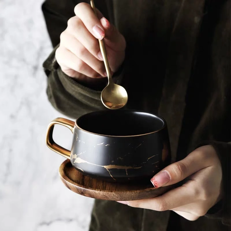 Nordic Marble Ceramic Coffee Tea Cup Set