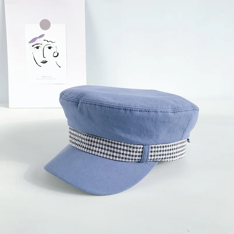 blue Берет с бантом, шапка для женщин, повседневные винтажные шляпки с плоским верхом, шляпки с бантом, осенне-зимняя шапка для девочек, модные женские шапки с британским газетчиком - Цвет: blue