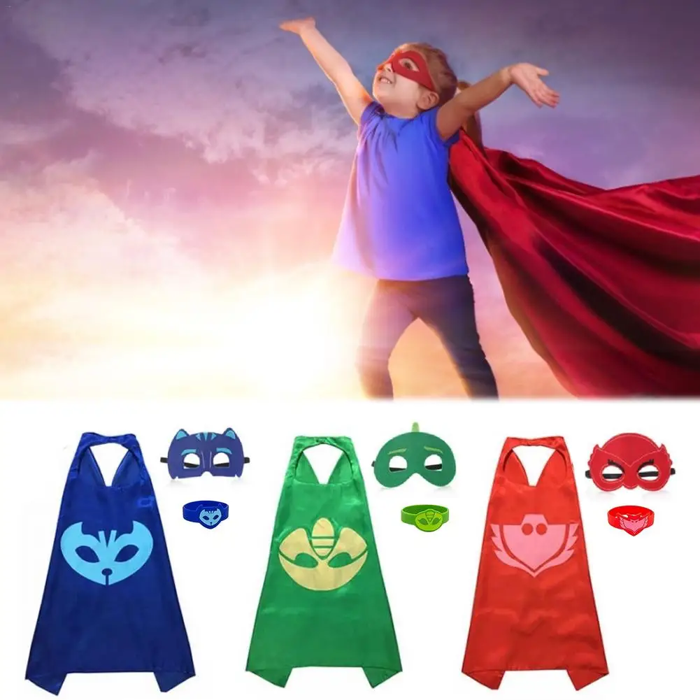 

Superhero Capes and Masks Wristband 3 In 1 Set for Kids Christmas Halloween Cosplay Birthday Party Mardi Gras Mask