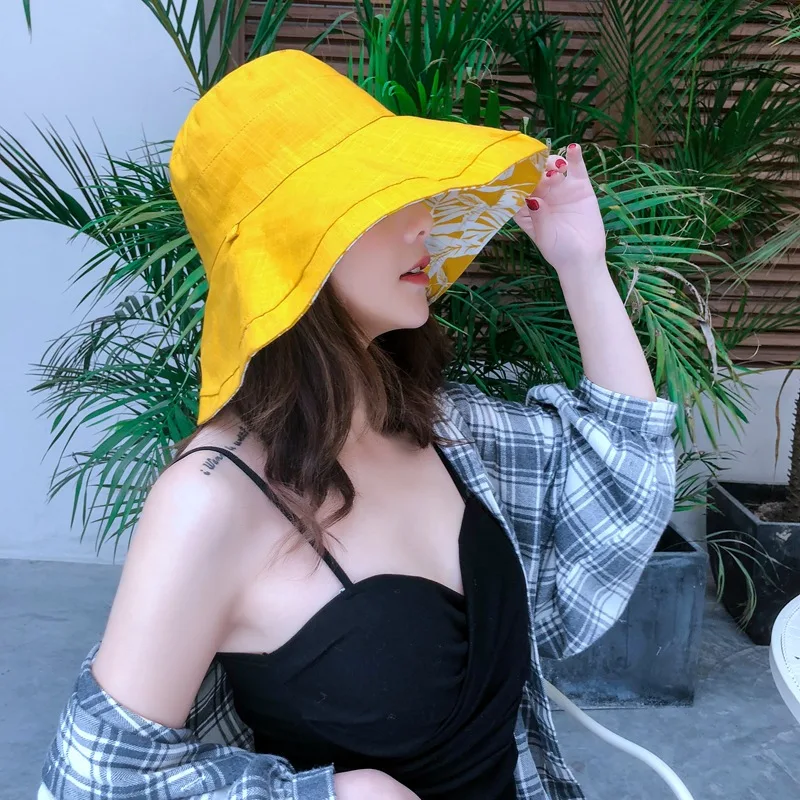 Женская панама модная двухсторонняя складная шляпа с принтом Солнцезащитная