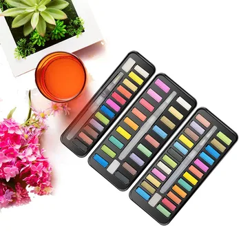 

Fashion New12/18/24Colors Portable Travel Solid Pigment Watercolor Paint Set With WaterColor Brush Pen For Painting Art Supplies