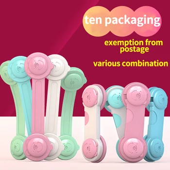 

10 PCS Children's safe drawer lock door lock cabinet baby cabinet refrigerator lock protection safety clasp lock clasp hand
