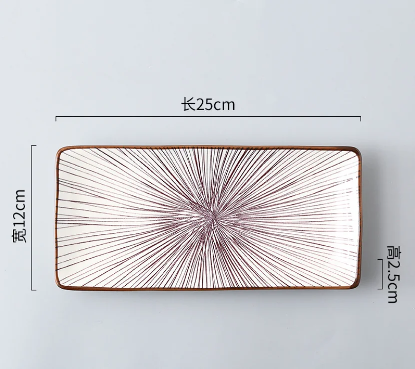 7 Japanese Style Sushi Plate Creative Underglaze Color Rectangular Ceramic Plate home Western Dish Serving Dishes Dinner Plates - Color: 7