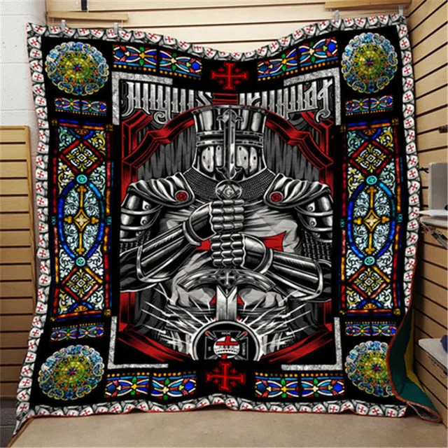 picture color Knights Temp Warrior, напечатанный домашний диван, пододеяльник, Королевский размер, для детей, взрослых, одеяла для кровати, мягкий диван, уличное, для кемпинга, одеяло - Цвет: picture color