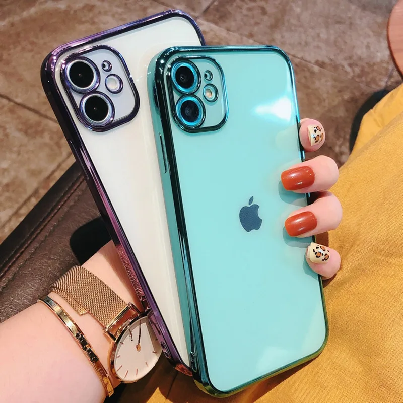 Мягкий Квадратный Прозрачный чехол для телефона iPhone 11 12 13 mini Pro Max XS X XR 7 8 Plus SE 2020