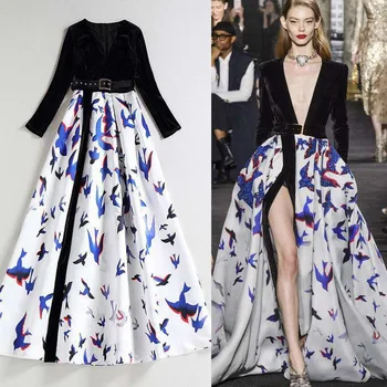 

Spring and Summer 2020 New Major Suit Same Velvet Sexy V-neck Dress with Split Fit Banquet Dress Dress Female sexy dress