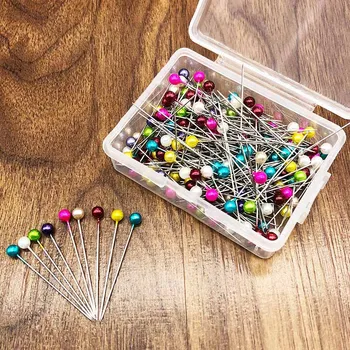 

Hand Sewing Fixed 200 Pcs Corsage Florists Sewing Pin Round Pearl Head Wedding With Box Accessories Tools Dressmaking Pins