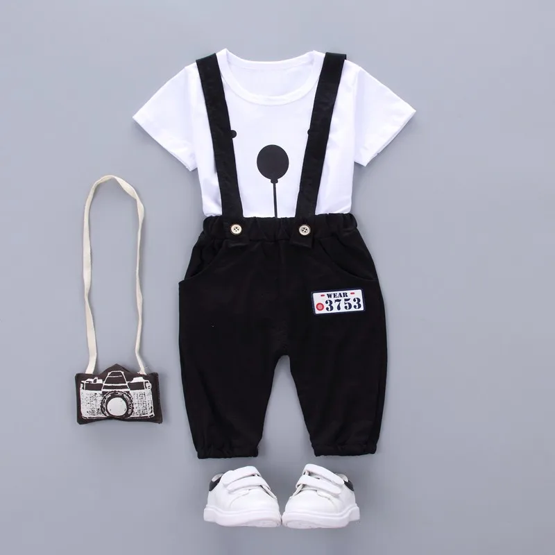 

2pcs/set Toddler Infant Summer Baby Girls Boy Clothes Short Sleeve Bear Overalls Suit Outfits