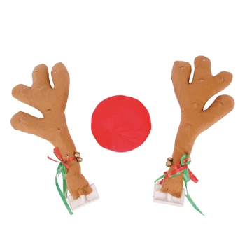 

New LED Light Reindeer Christmas Decor Car Vehicle Nose Horn Costume Set Rudolf Christmas Reindeer Ornament