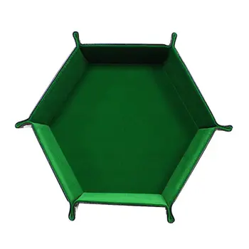 

Dice Folding Hexagon Tray with Velvet Rolling for DND Dice Games and Candy Holder Storage