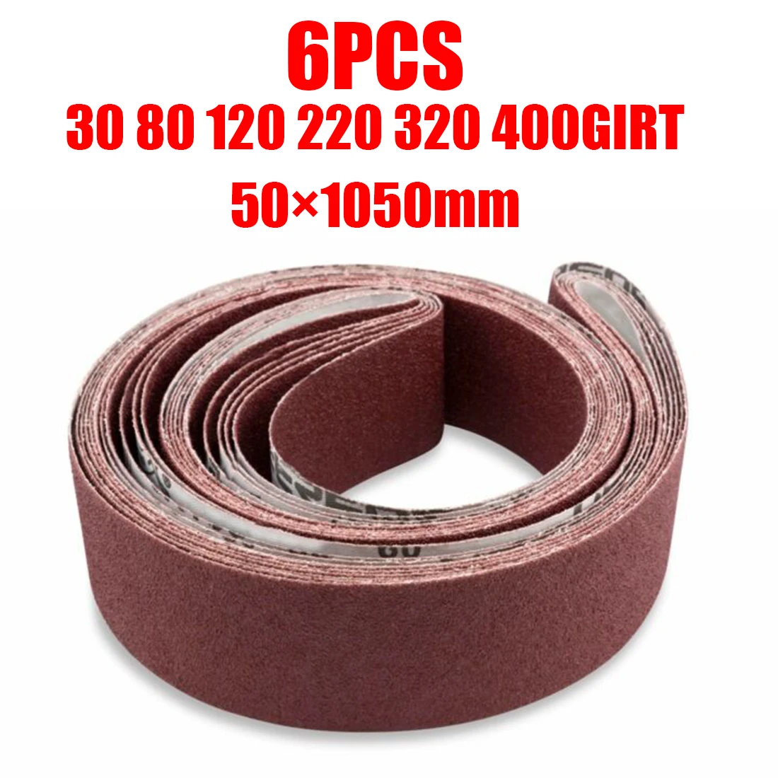 6 Pack 2 X 30 Inch 320 Grit Flexible Aluminum Oxide Multipurpose Sanding Belts 