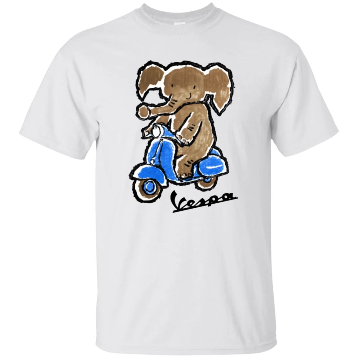 

Vespa, Elephant, Retro, Lambretta, Piaggio, Innocenti, Italian, Italy, Scooter Cartoon T Shirt Men Unisex New Fashion Tshirt