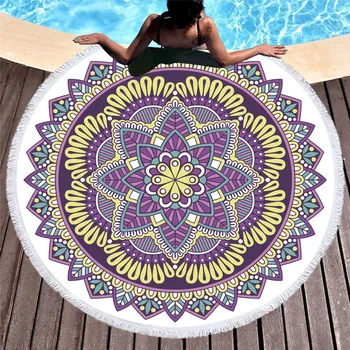 

Superfine Fiber Circular Beach Towel National Style Beach Towel Absorbent Beach Mat Large Bath Towels Adult Blanket