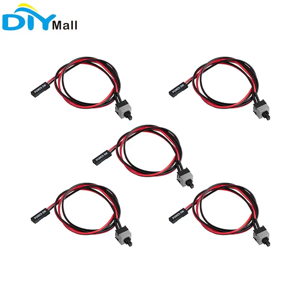 5PCS 2 Pin SW PC Power Cable on/Off Push Button ATX Computer Switch