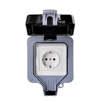 

16A With Lid Home EU Standard Garden Electrical Outlet IP66 Waterproof Wall Power Socket Outdoor Weatherproof Protection Yard