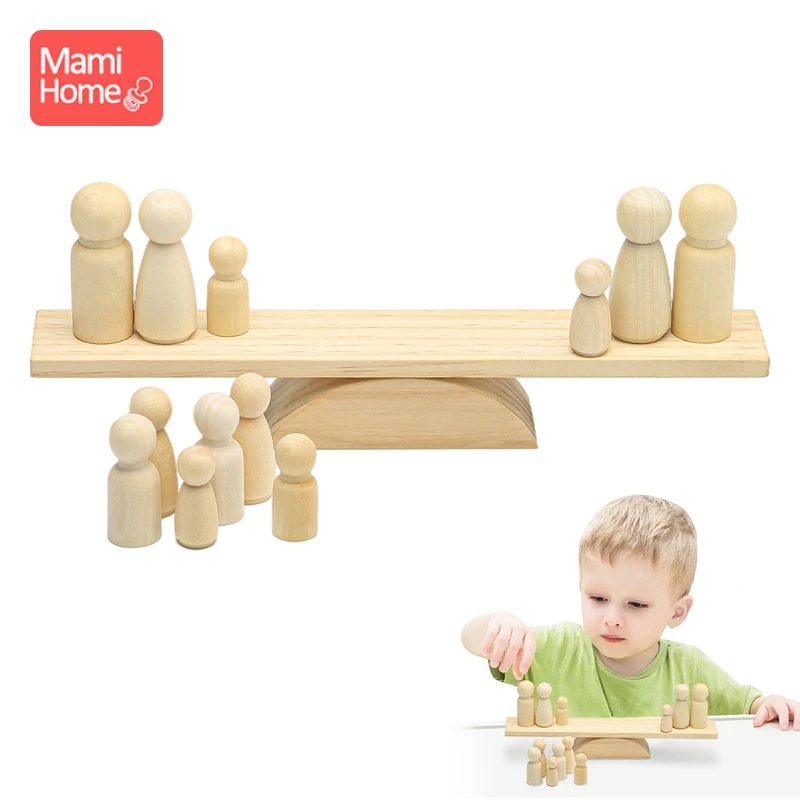 Balance Scale Toy Children's Montessori Educational Toys  DIY Maple doll Baby Balance Training Constructor for Children Gifts