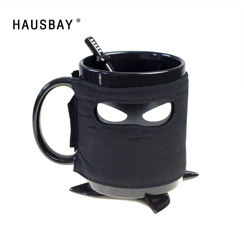 

Ninja Ceramic Cup with Spoon Coffee Tea Milk Mug Creative Mug Student Gift Heat-Resistant Cup Office Bedroom Decorations 1108