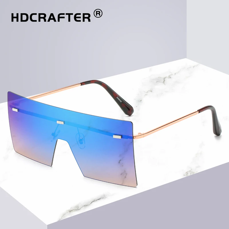 

Ladies Oversized Sunglasses Women Retro Vintage Sunglasses Luxury Brand Rimless Eyewear oculos de sol feminino Big Shades