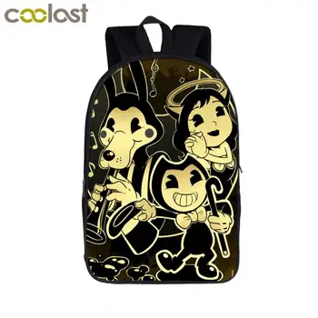 

16 Inch Bendy and The Ink Machine Backpack Children School Bags Boys Girls Daily Travel Backpack Cartoon Mochila School Gifts