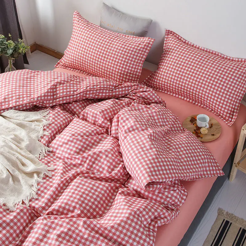Spring and summer home textile four-piece ins wind duvet cover sheet three-piece small fresh girl student dormitory bedding 
