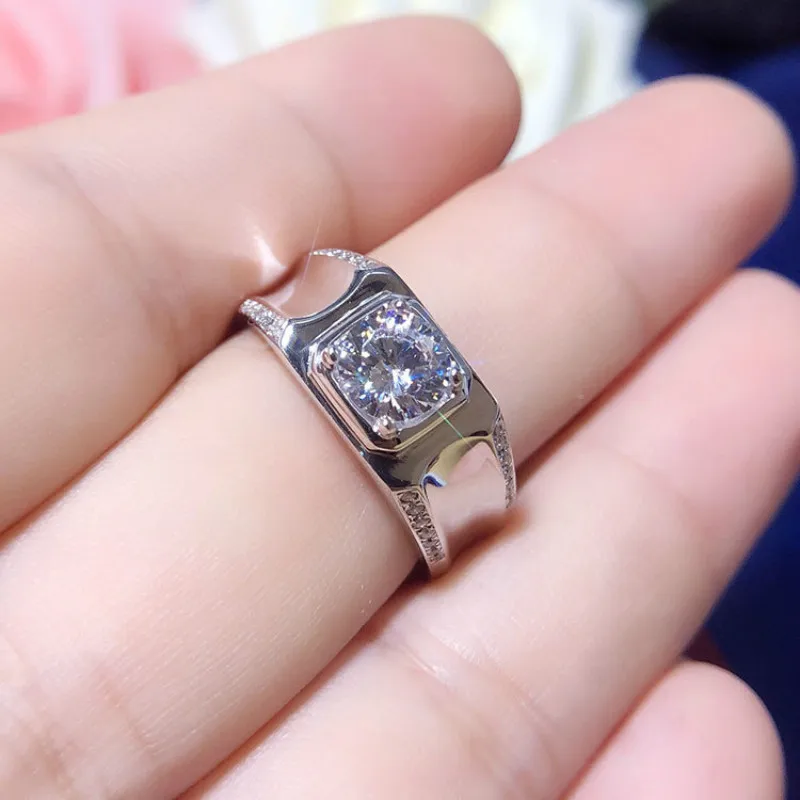 Простое мужское кольцо 2ct карат чистое серебро обручальные кольца имитация муассанита кольцо Модные ювелирные изделия