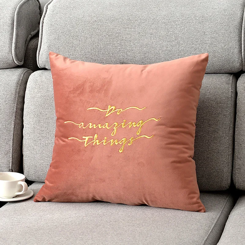 

Modern Pillow Cases Simple Velet Gold Line Embroidery Cushion Cover Decorative Sofa Bed Waist Fall Throw Pillow Cushions Covers