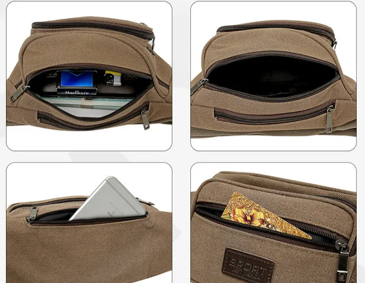 MONNET CAUTHY New Arrivals Waist Packs Casual Canvas Zipper Adjustable Belt Bag Solid Color Khaki Black Green Brown Chest Bags