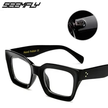 Seemfly, черная оправа, Квадратные прозрачные очки для женщин, Ретро стиль, ацетат, мужские очки, прозрачные линзы, оправа для очков, унисекс, очки