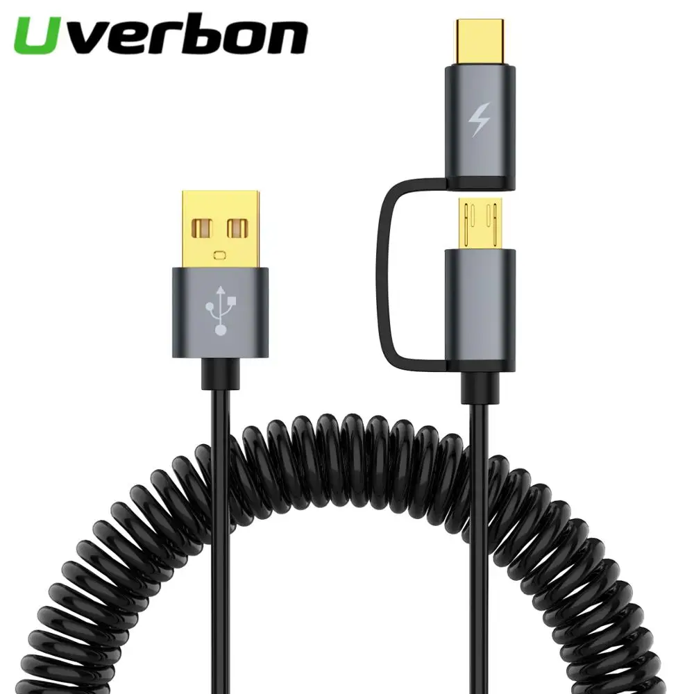 2 in 1 Spring Charging Cable USB C Micro USB Cord Retractable USB-C Cabo For Samsung Galaxy S9 Fast Charger Wire For Xiaomi Mi9 2 in 1 Spring Charging Cable USB C Micro USB Cord Retractable USB-C Cabo For Samsung Galaxy S9 Fast Charger Wire For Xiaomi Mi9