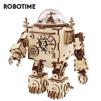 

Robotime ROKR DIY Steampunk Robot Music Box 3D Wooden Puzzle Musical Toys Assembly Model Building Kit AM601