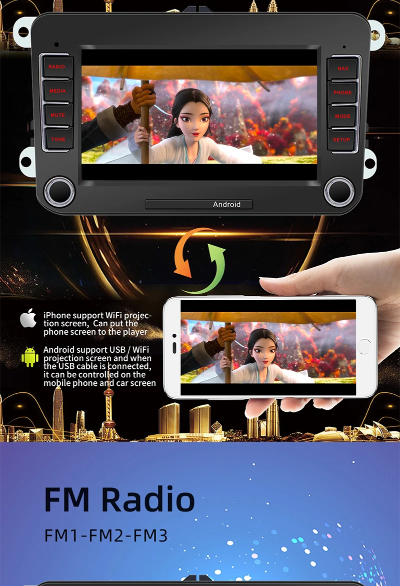 Seametal 7 12V Universal Car Multimedia Player 2 Din Rearview Camera Bluetooth 4.0 GPS WIFI Android 8.1 Car Autoradio Radio