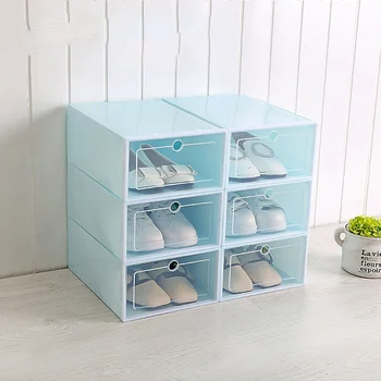 

Clear Plastic Shoe Boxes Stackable Floding DIY Shoe Drawers Storage Container Organizers