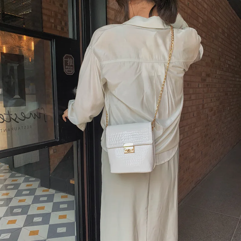 

Korean-style Crocodile Pattern Chain Square Sling Bag Crossbody Bag 2019ins WOMEN'S Bag Simple Casual Bag Women's Fashion