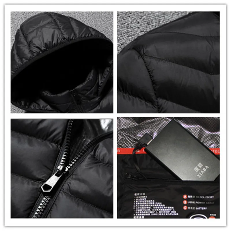 remarkable High Quality Heated Jackets Down Cotton Mens Women Outdoor Coat USB Electric Heating Hooded Jackets