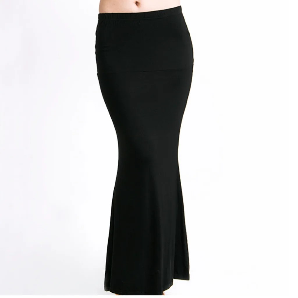 

Womens Solid Ladies Skirt Gypsy Long Jersey Bodycon Maxi Skirt