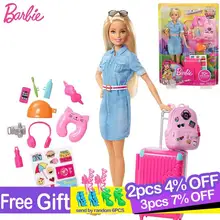 Original viagem barbie boneca com acessórios de roupas brinquedos barbie para crianças juguetes bebê brinquedos para meninas bonecas(China)