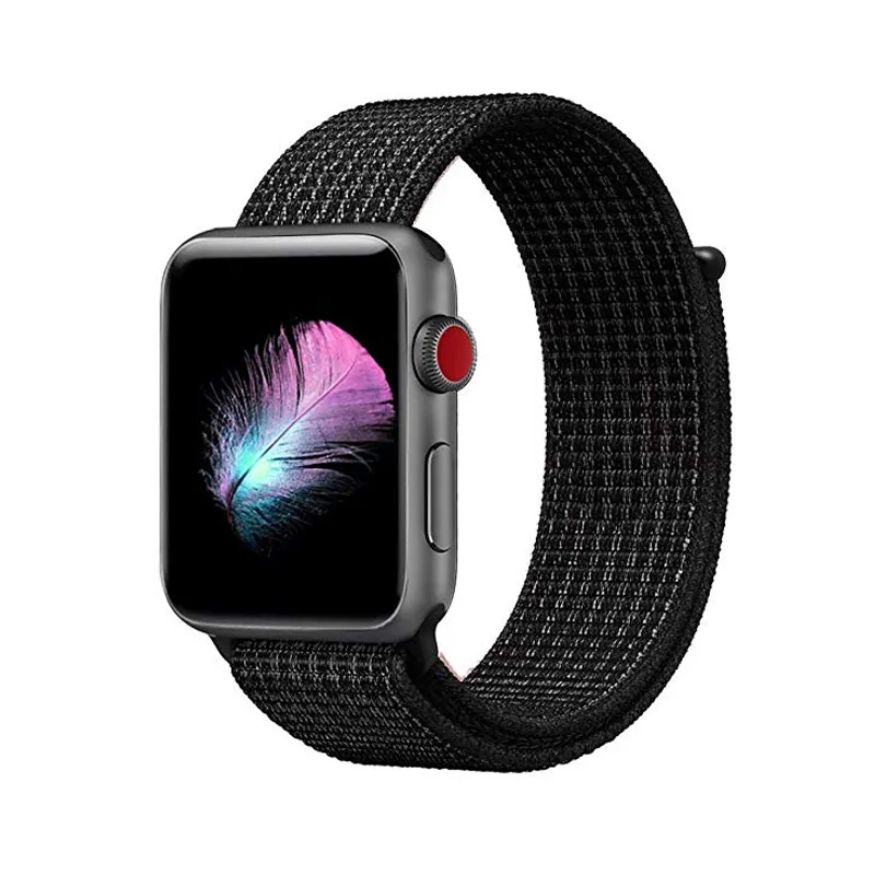 Мягкий дышащий нейлоновый спортивный бесшовный ремешок для Apple Watch 42/38/44/40 мм плетеный браслет для наручных часов iWatch серии 4/3/2/1 группа аксессуар - Цвет ремешка: Reflective black