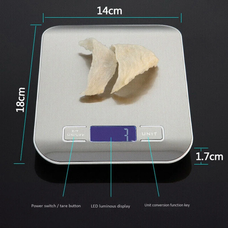 Водонепроницаемый 5 кг/1 г Цифровой электронный пищевой Диеты Весы Вес Баланс