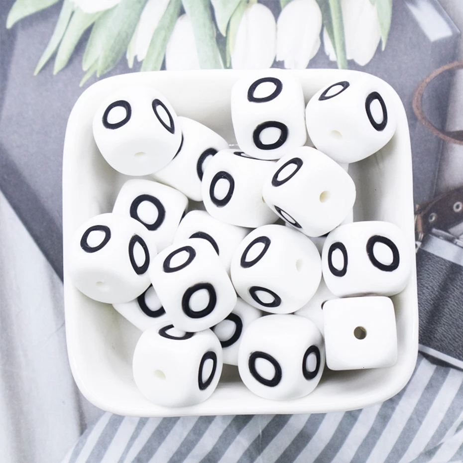100pc Silicone Alphabet Beads Baby Teething Beads For DIY Necklace Pacifier Chain Nursing Accessories Gifts Silicone Teether Toy - Цвет: 100pc O