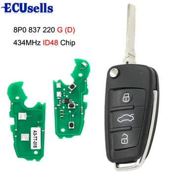 

Uncut Flip keyless entry Remote Key fob 3 button 434MHz ID48 Chip for Audi A1 Q3 8P0 837 220 D HU66 uncut blade 8P0837220D